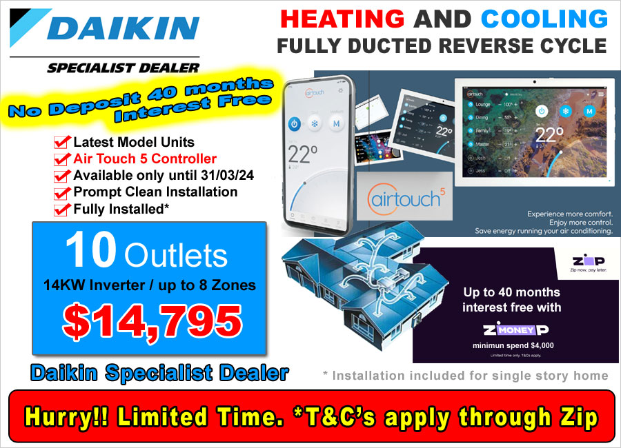 Special Offer Daikin Ducted Air Conditioning with Air Touch 4 Controller